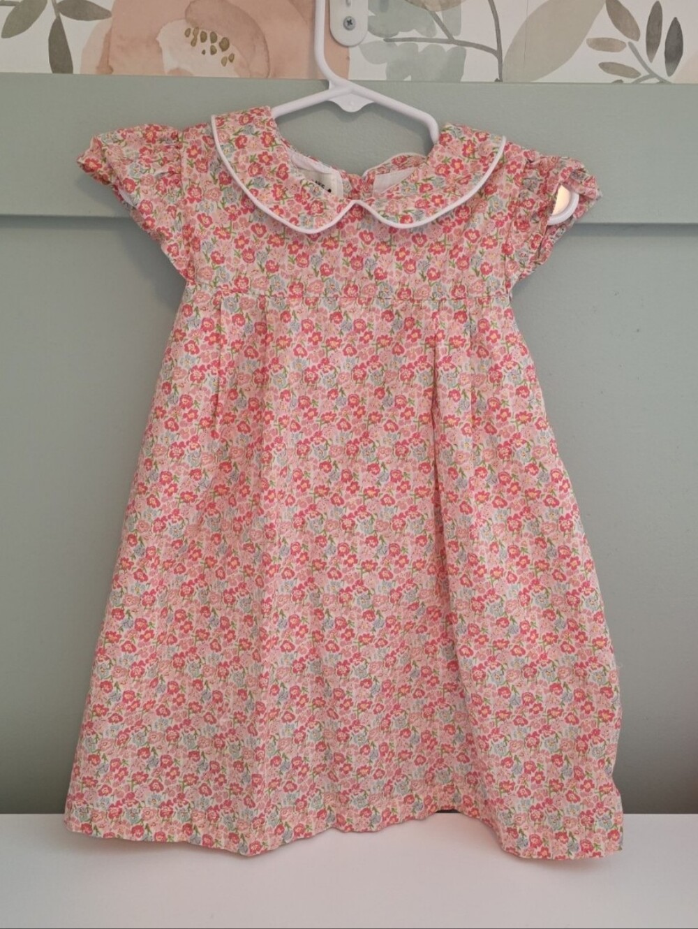 The Oaks Apparel 4 Or 4t Pink Floral Peter Pan Collar Dress & Bloomers Set